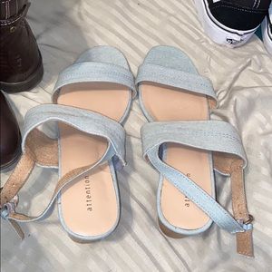 Light Denim Slingback Mules